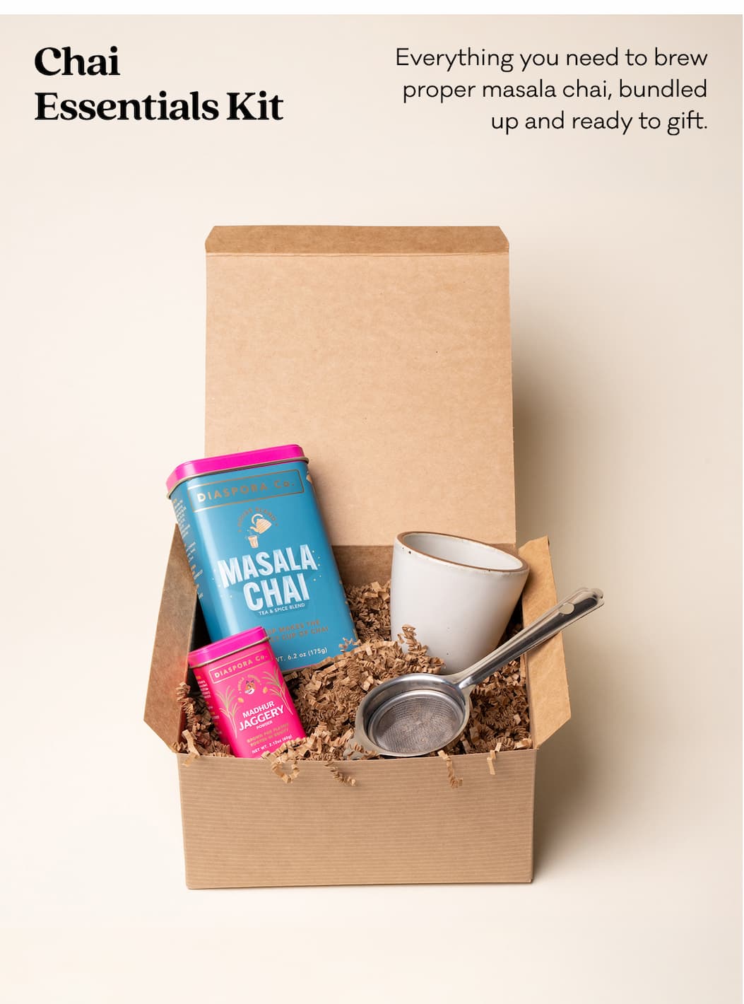 Chai Essentials Kit - Everything you need to brew proper masala chai, bundled up and ready to gift.