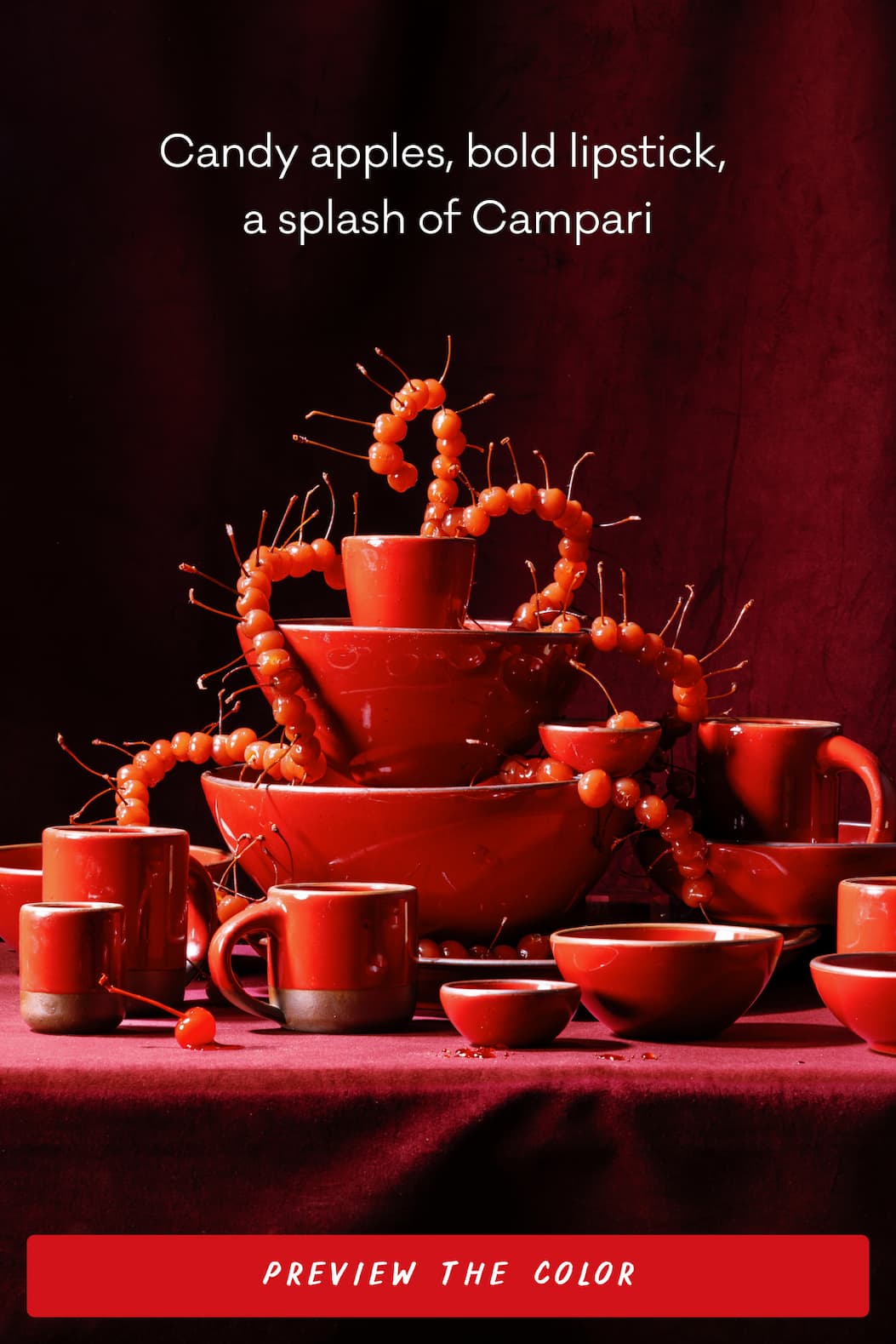 Candy apples, bold lipstick,  a splash of Campari - Preview the color