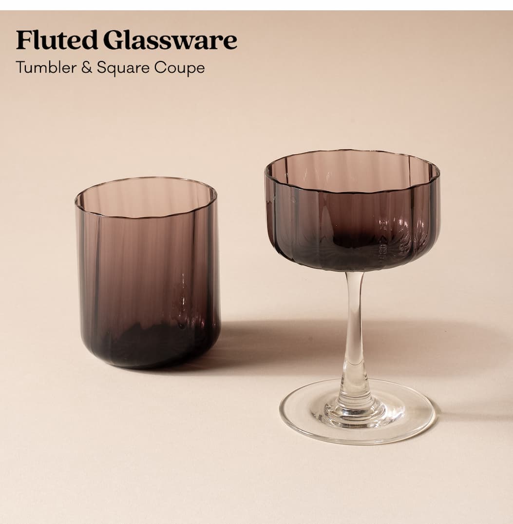 Fluted Glassware - Tumbler & Square Coupe