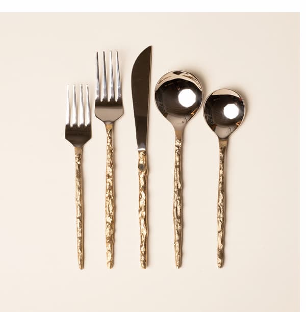 Sand Drip Brass Flatware