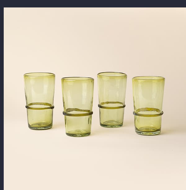 Banded Glassware Tall Tumbler in Olive