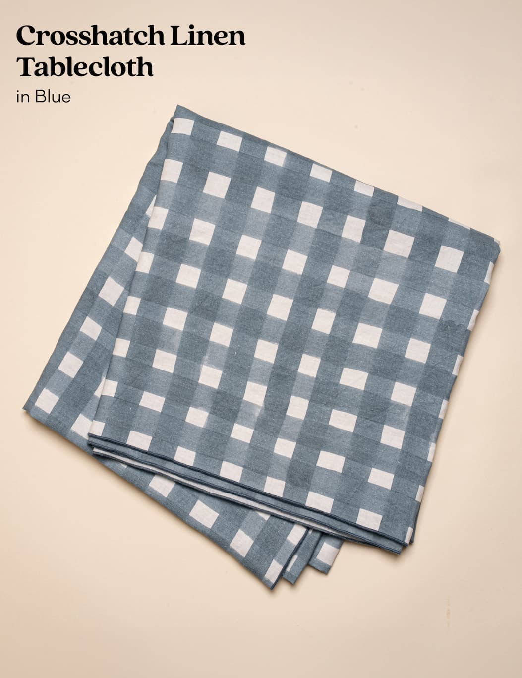 Crosshatch Linen Tablecloth in Blue
