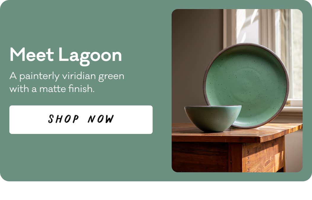 Meet Lagoon - A painterly viridian green with a matte finish. Shop Now