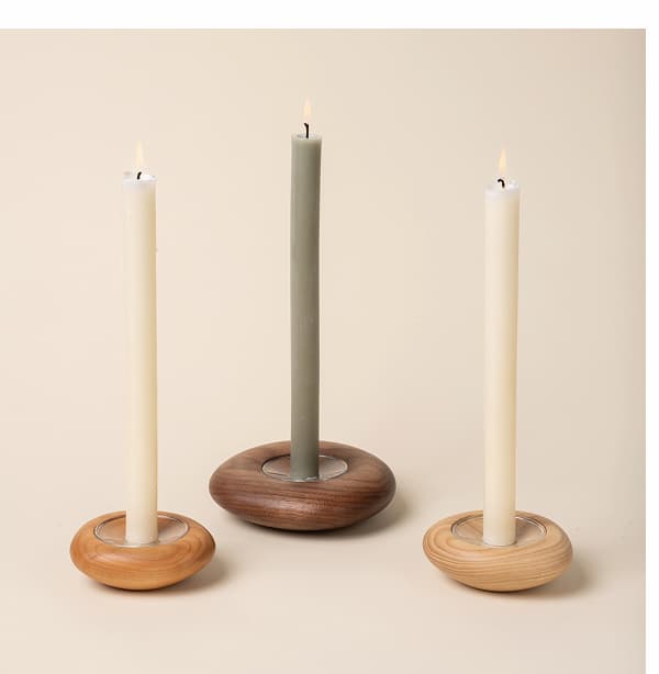 Sculptural Wood Taper Holder