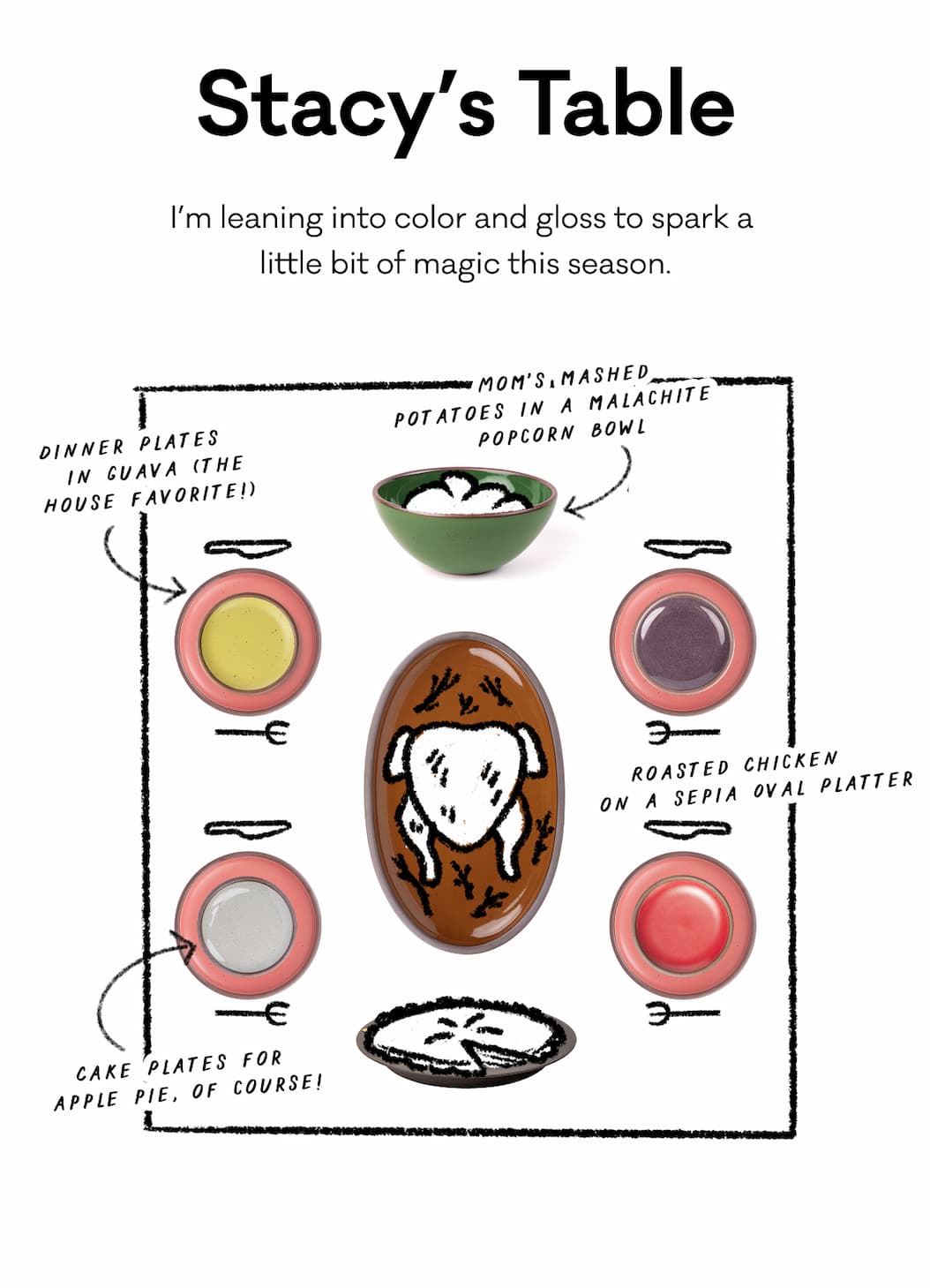 Stacy's Table - I’m leaning into color and gloss to spark a  little bit of magic this season.