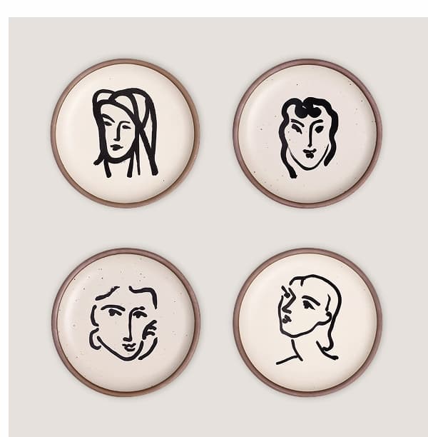 Side Plate Set Aquatint Portraits