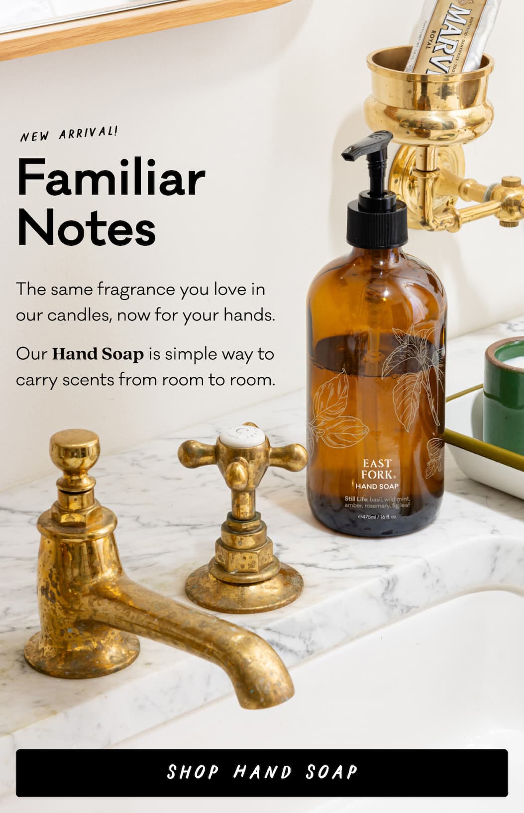 Familiar Notes - The same fragrance you love in our candles, now for your hands.  Our Hand Soap is simple way to  carry scents from room to room. Shop Hand soap