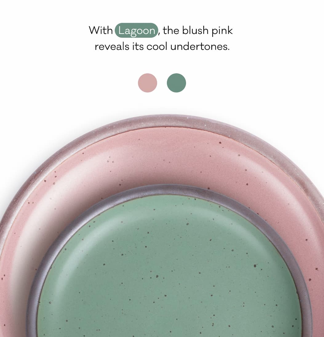 With Lagoon, the blush pink reveals its cool undertones. 