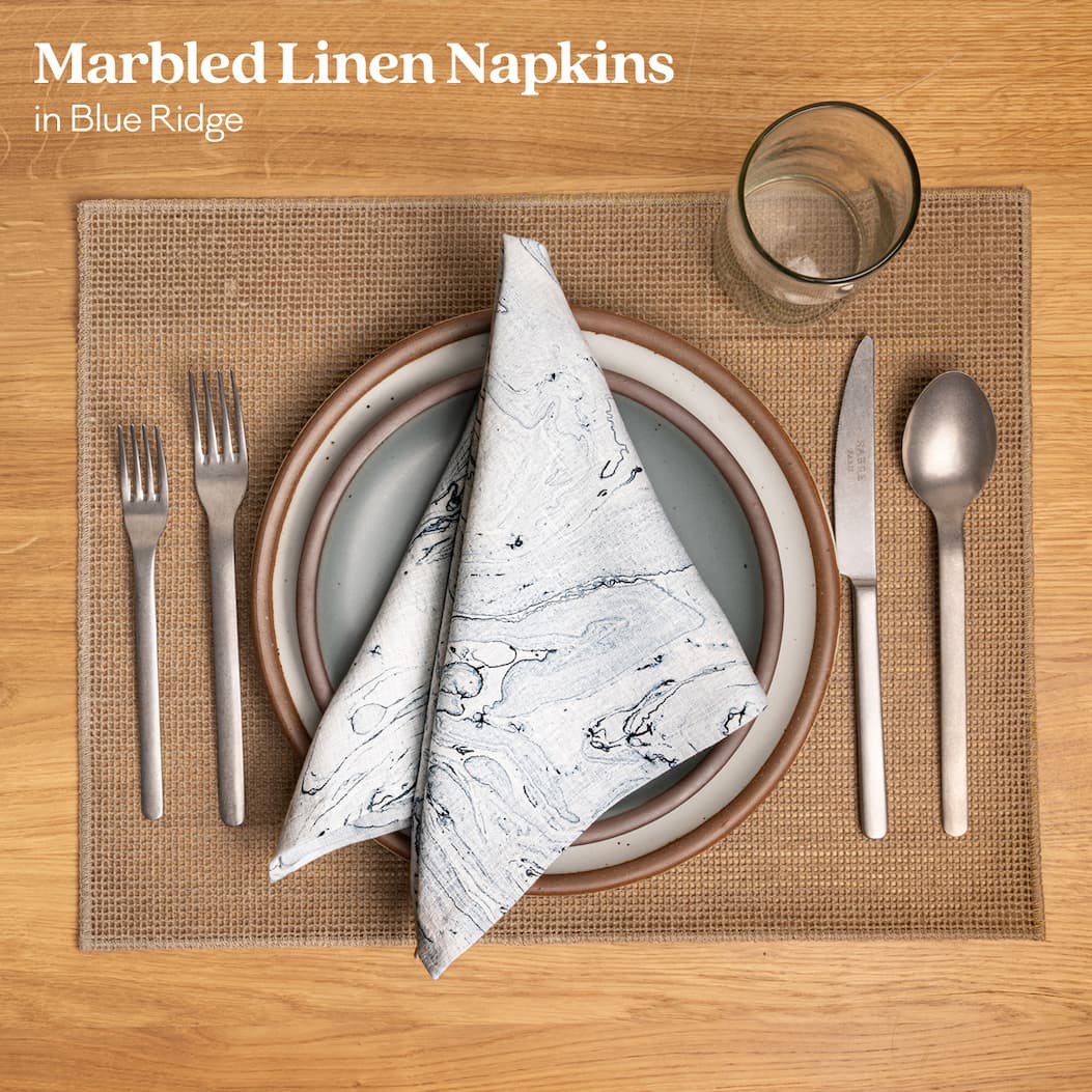Marbled Linen Napkins in Blue Ridge