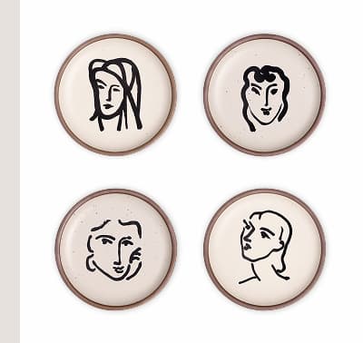 Side Plate Set Aquatint Portraits