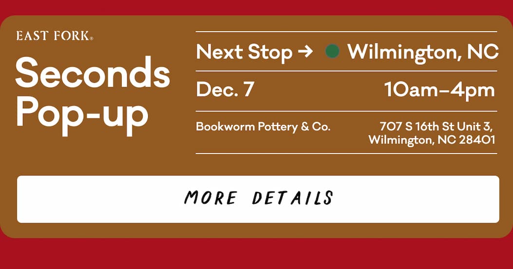 Seconds Pop-up - Next Stop: Wilmington, NC. Dec 7 10am-4pm. Bookworm Pottery & Co. More Details
