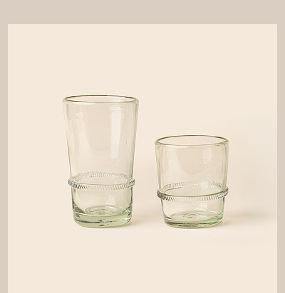 Banded Glassware in Clear