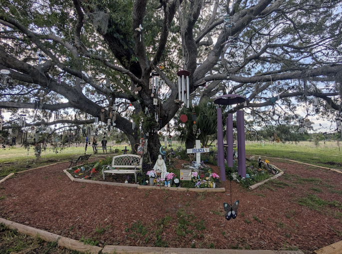 Wind chime memorial tree