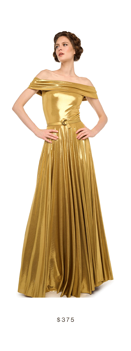 COWL NECK FLARED GOWN