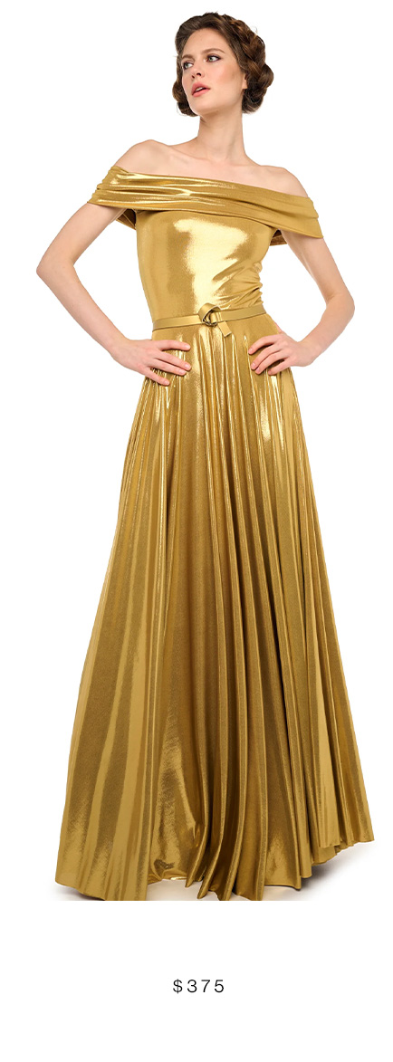 COWL NECK FLARED GOWN