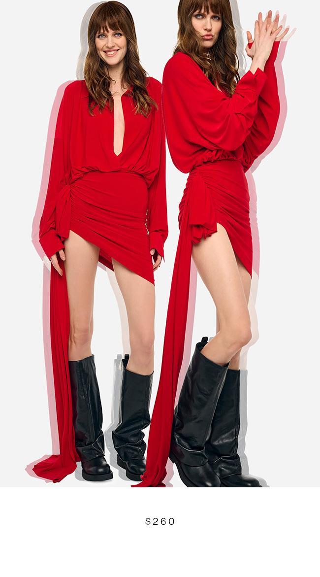 OVERSIZED NK SIDE DRAPE DRESS W/ BOW