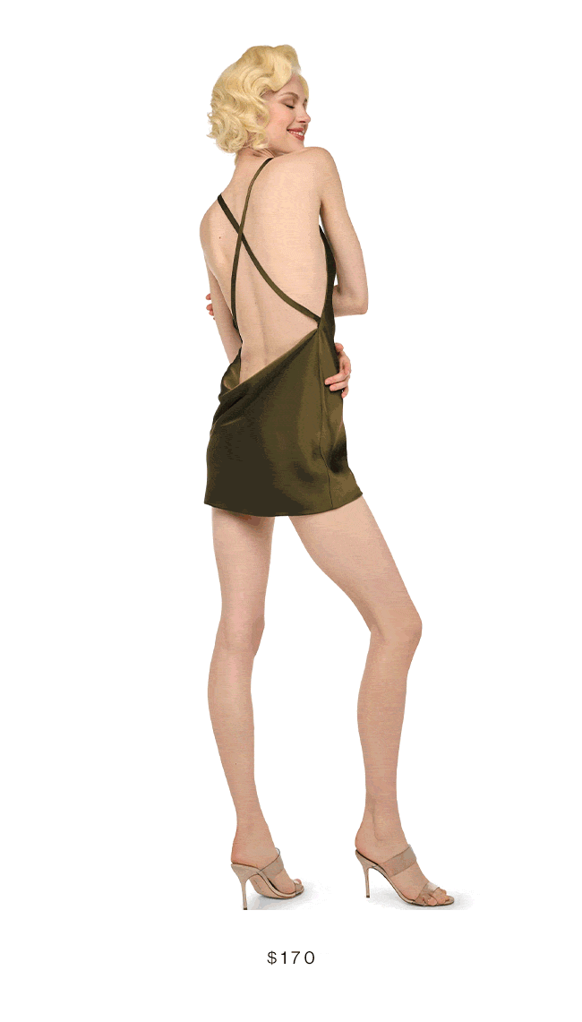 CROSS BACK BIAS MINI DRESS