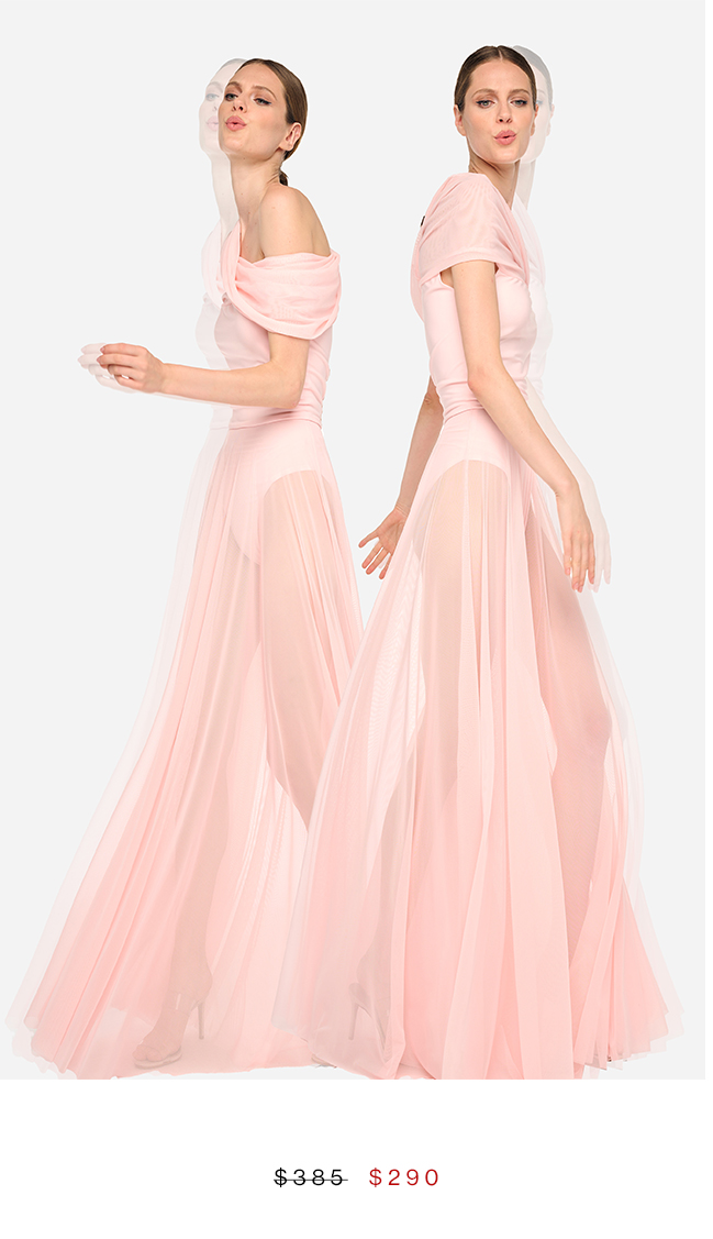 COWL COMBO FLARED GOWN