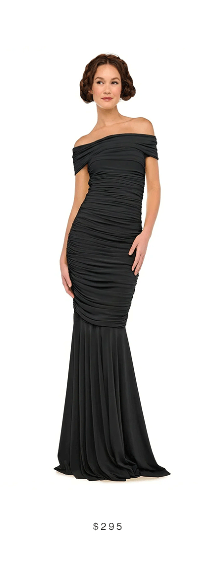 SLEEVELESS COWL NECK SIDE SHIRRED FISHTAIL GOWN
