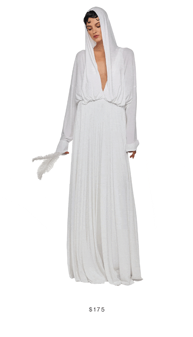 HOODED SUPER OS BF NK SHIRT FLARED GOWN