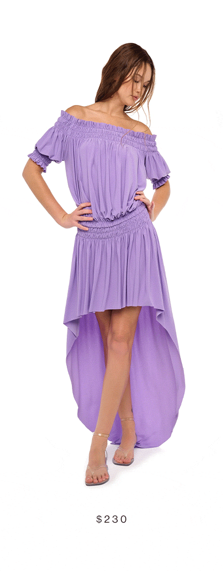 SHORT SLEEVE PEASANT HI LOW DRESS