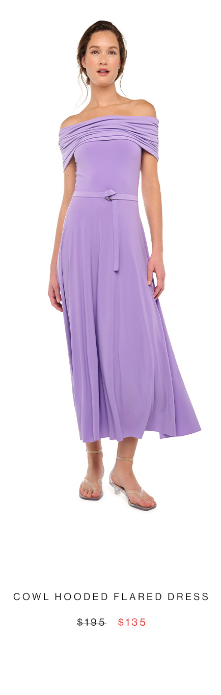 COWL HOODED FLARED DRESS