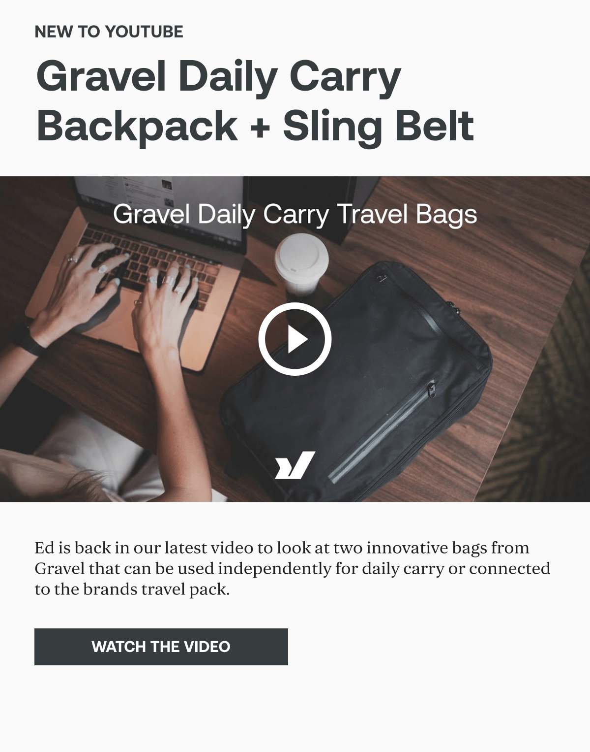 New to YouTube Gravel Daily Carry Backpack + Sling Belt