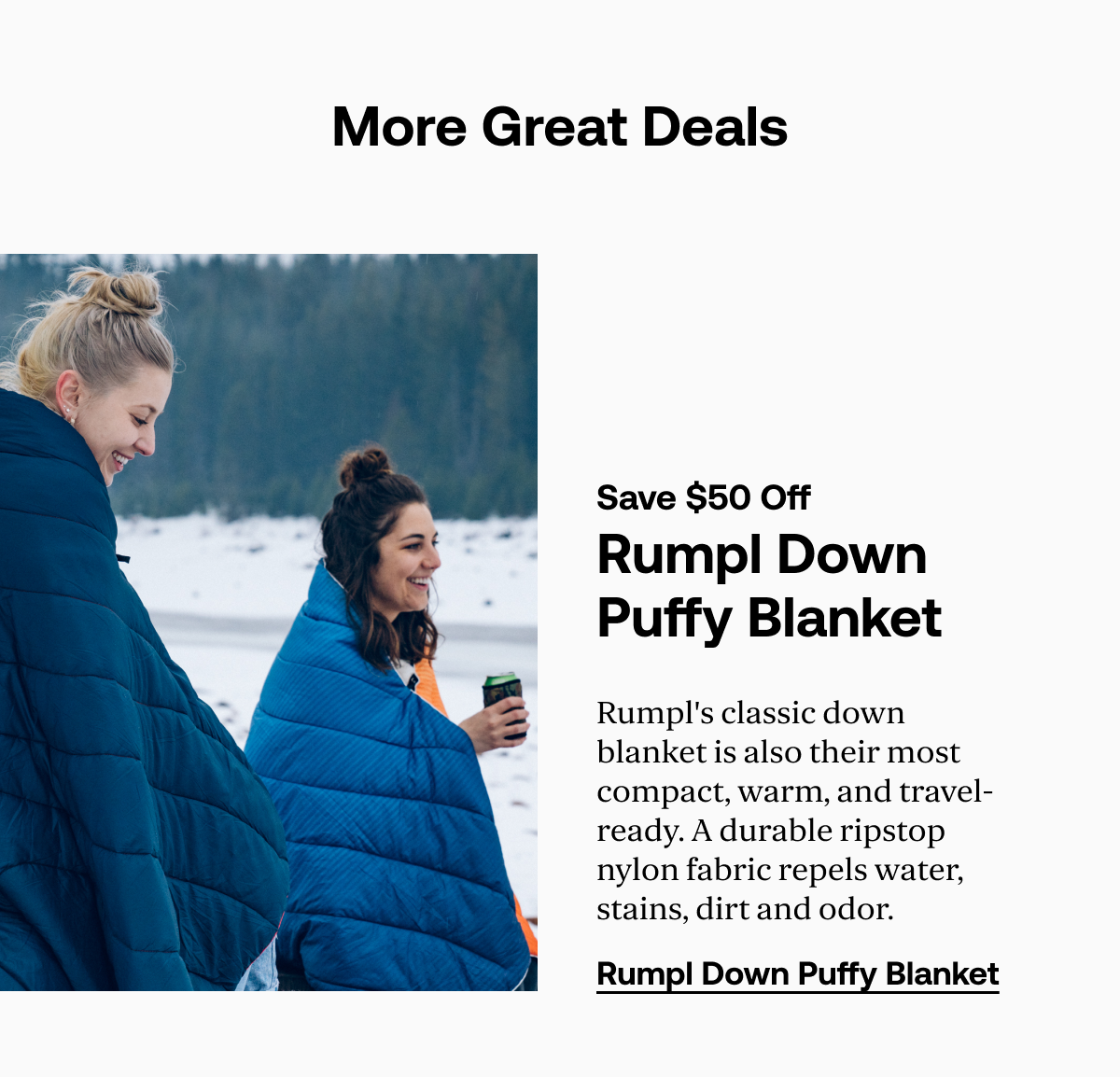 Save $50 Off Rumpl Down Puffy Blanket