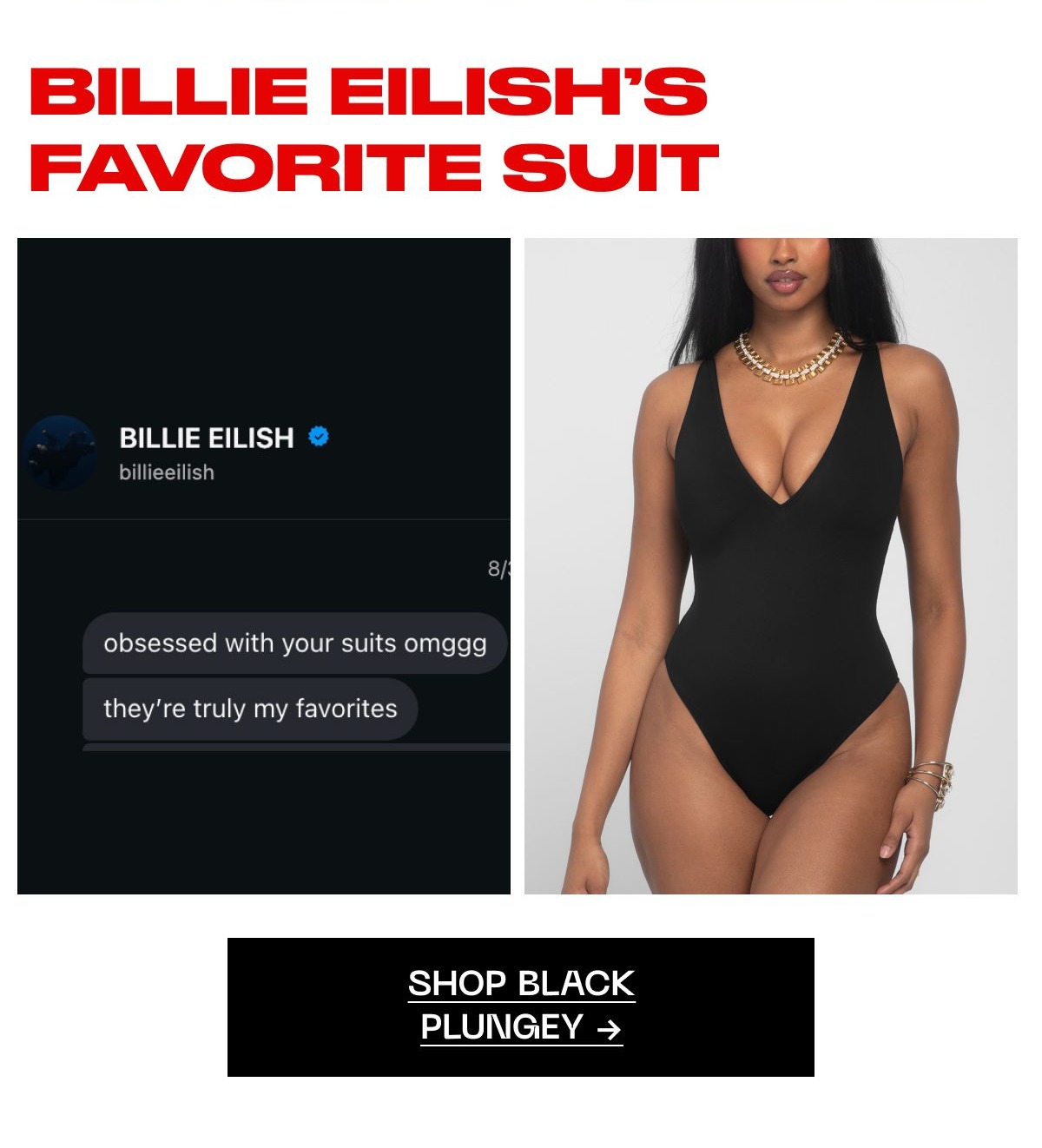 Billie eilish's favorite suit: black plungey
