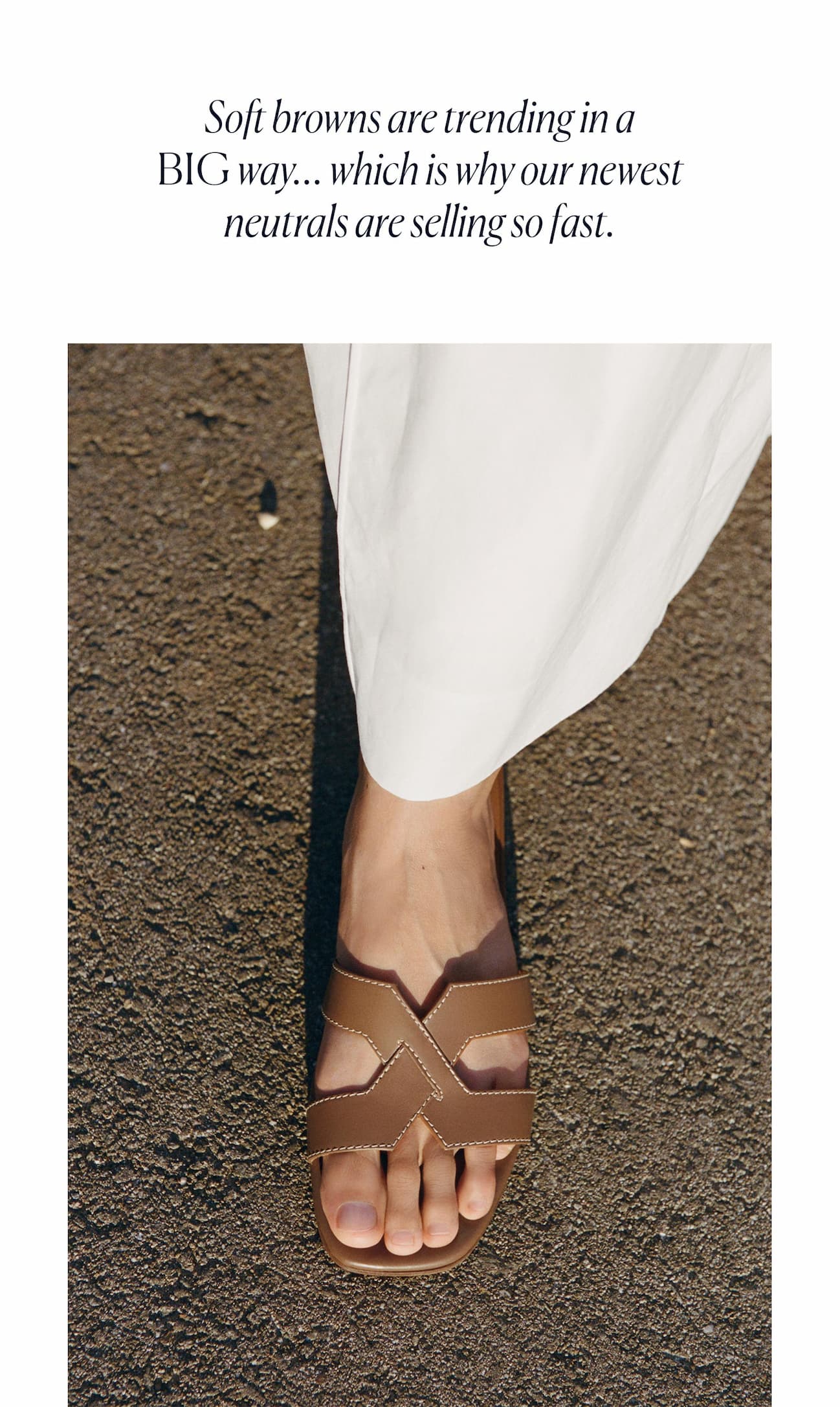 Soft browns are trending in a big way... which is why our newest neutrals are selling so fast.