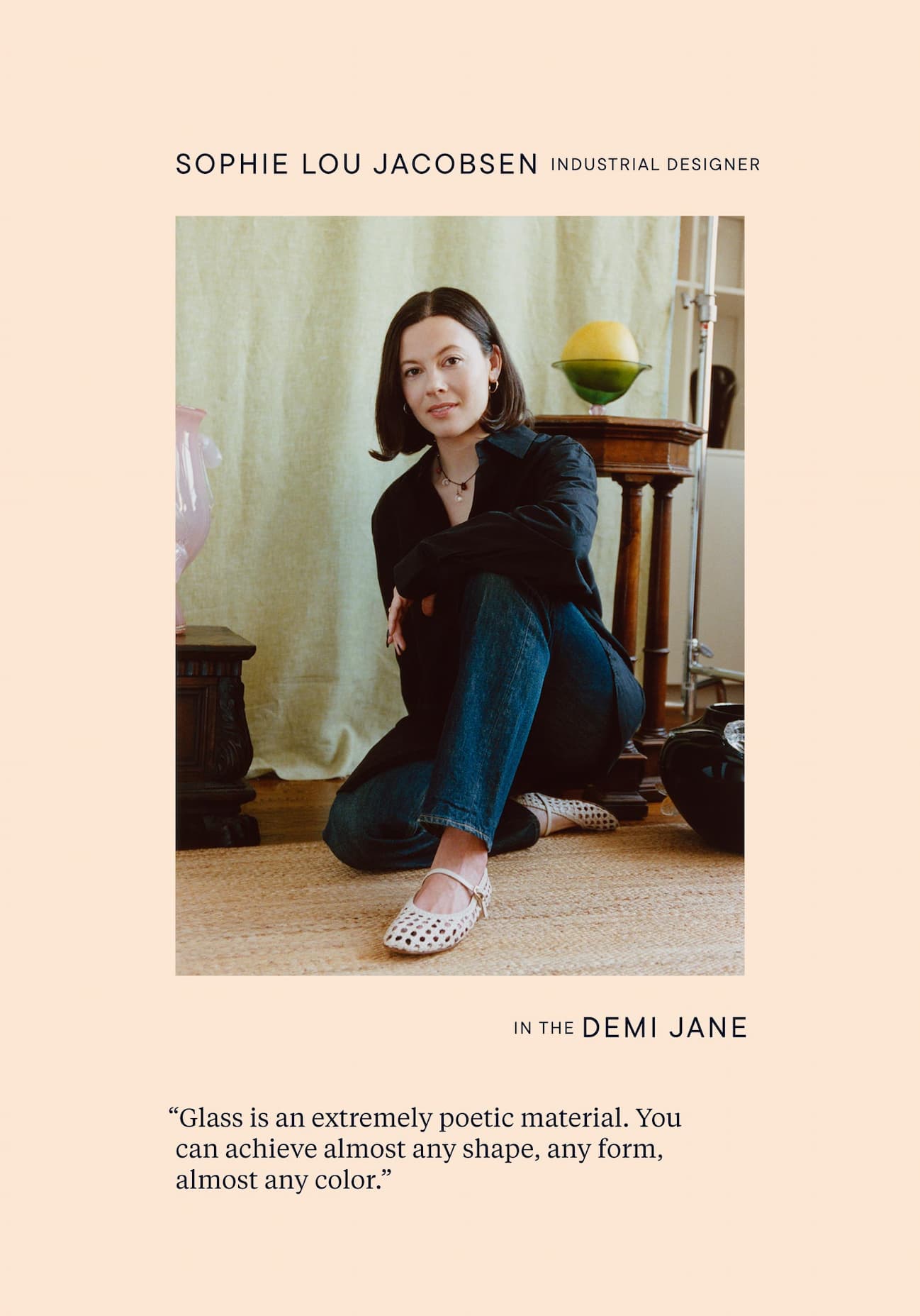 Sophie Lou Jacobsen, industrial designer, in The Demi Jane.