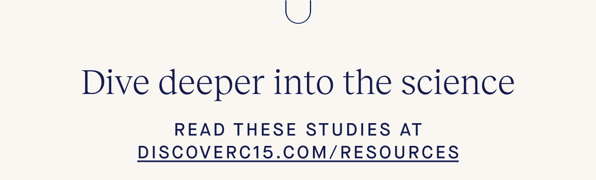 Dive deeper into the science | Read these studies at DiscoverC15.com/resources
