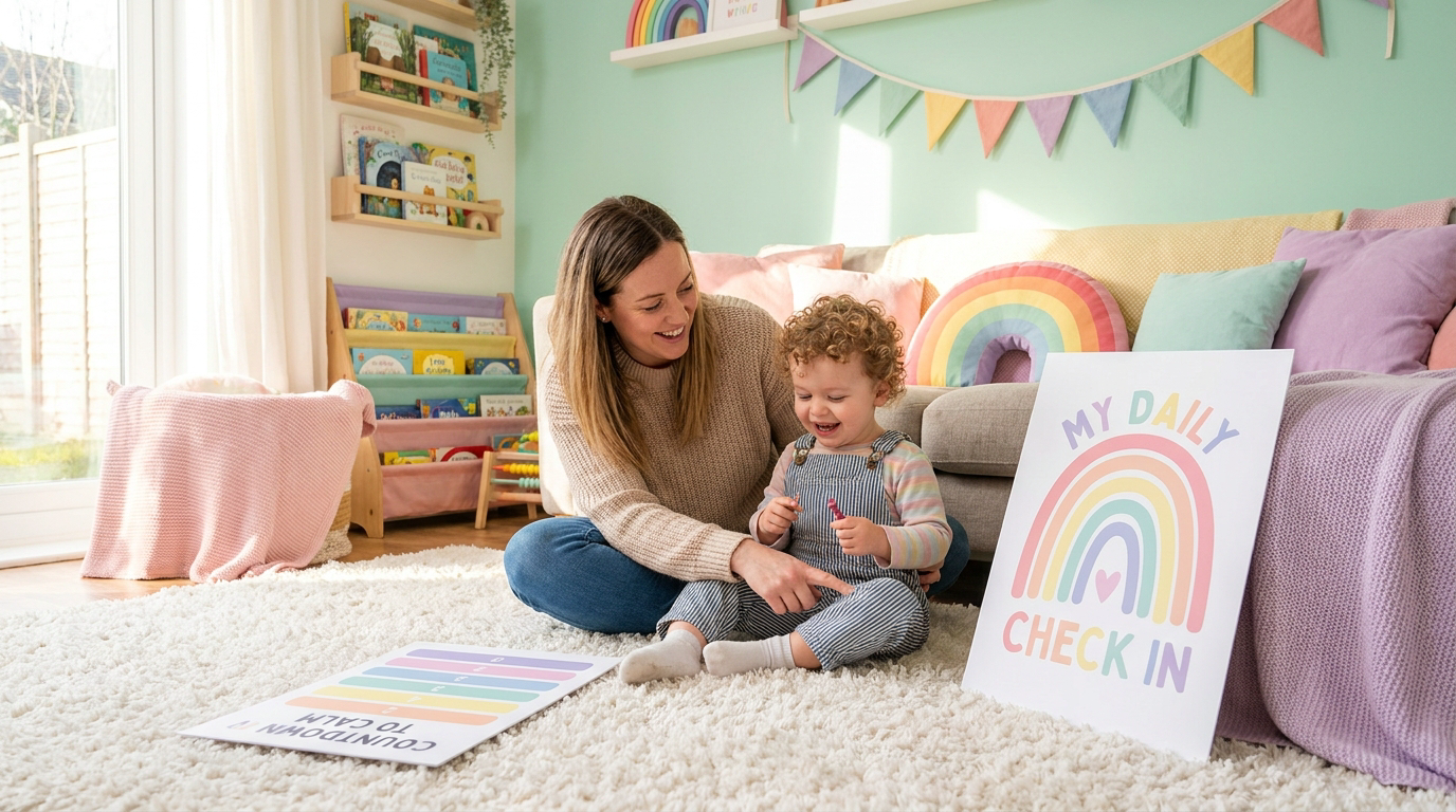 Mum and toddler with Tiny Tools Co printables