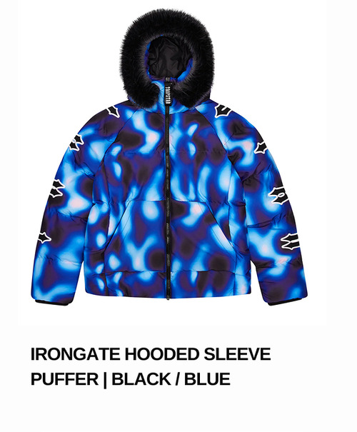 Irongate Hooded Sleeve Puffer | Black/ Blue