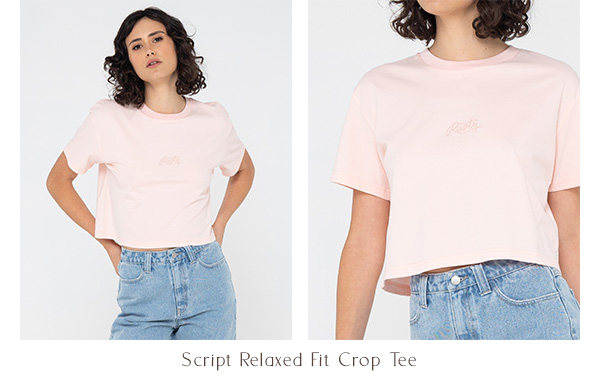 Rusty Women's | New Script Crop Tee | Shop Now