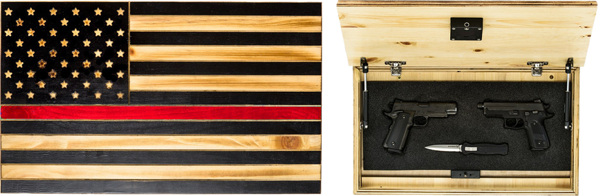 "Thin Red Line" Rustic Flag