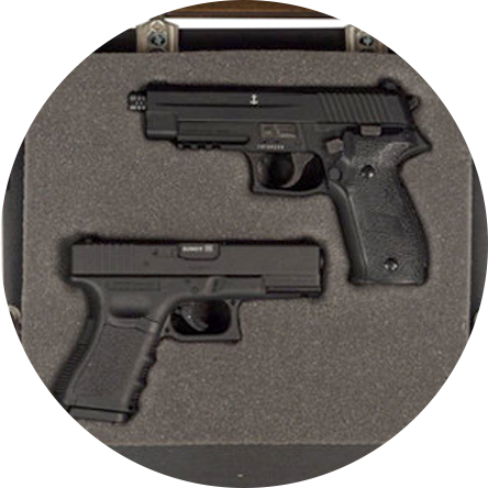 Uses customizable foam to fit any model guns, docs, or prescribed drugs.