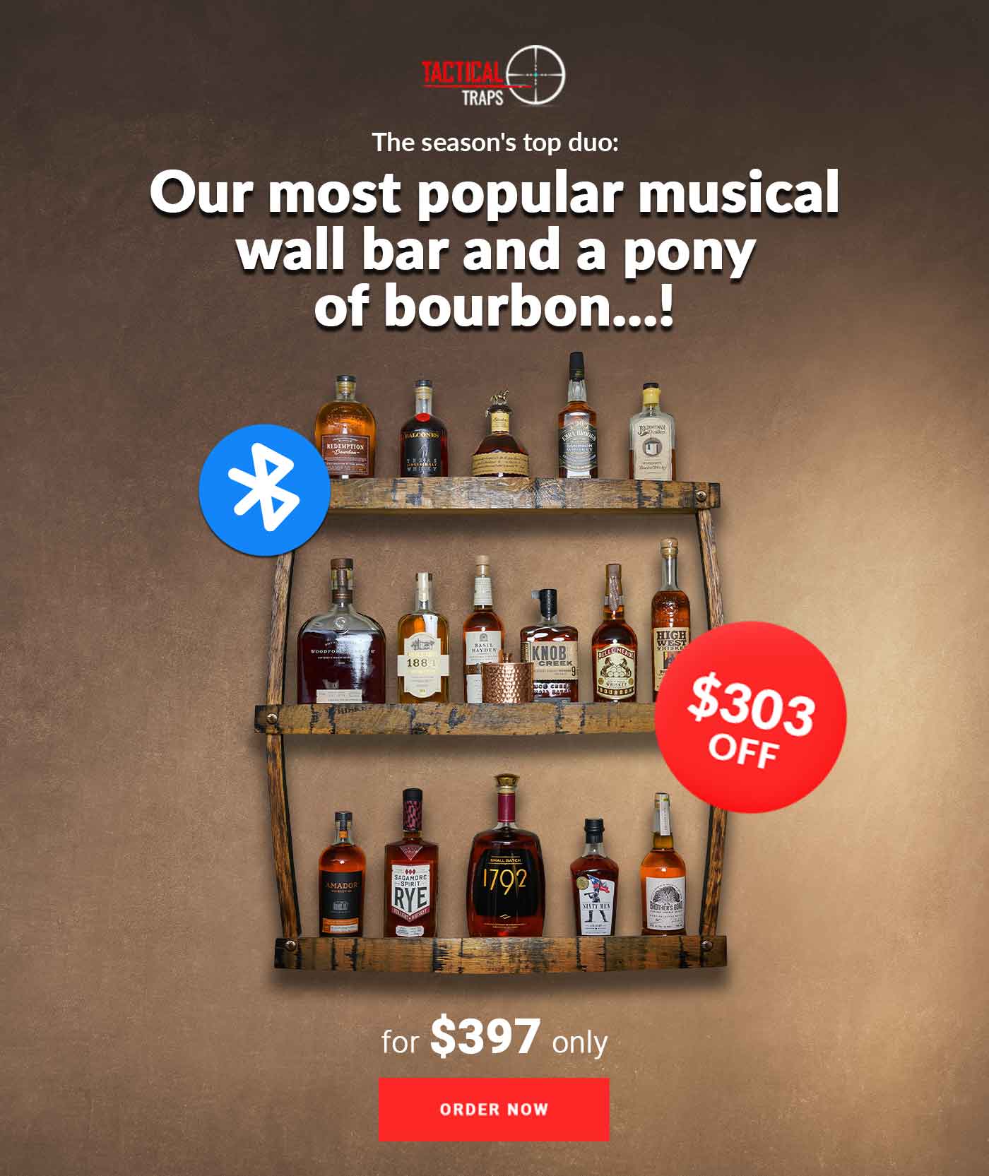Our most popular musical wall bar and a pony of bourbon…!