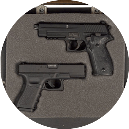 Uses customizable foam to fit any model guns, docs, or prescribed drugs.
