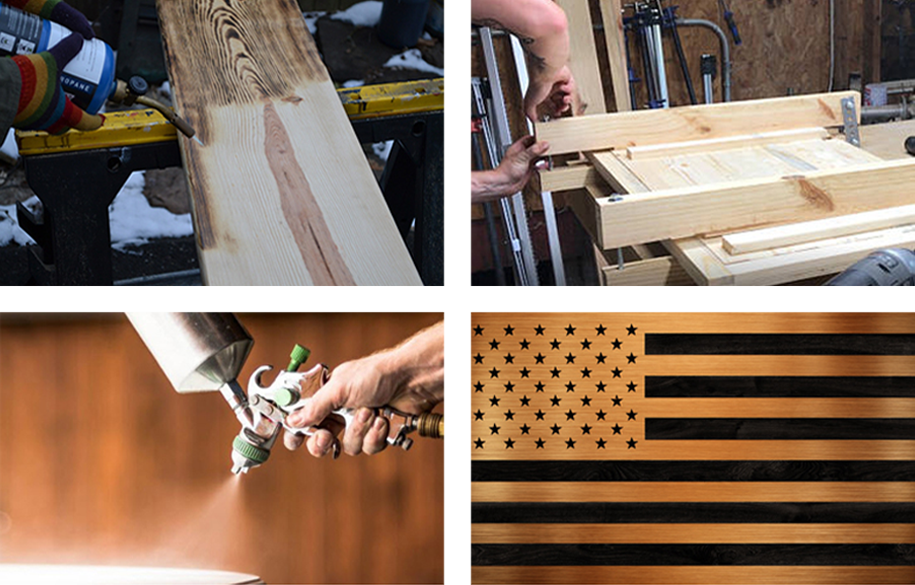 Hand-painted, charred, and clear coat finish will look amazing in any room.