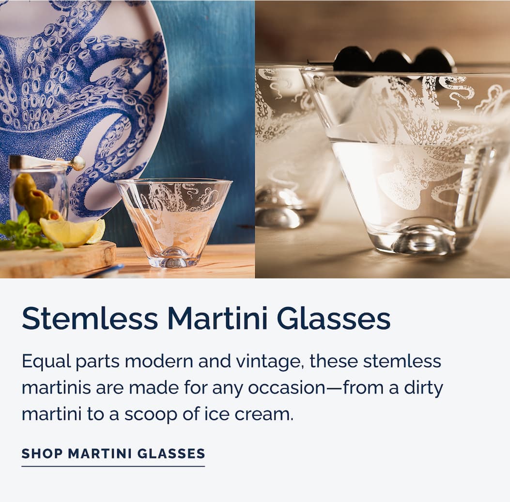 Shop Lucy stemless martini glasses