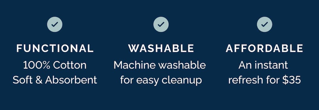 100% cotton, soft, absorbent, machine washable, and only $35
