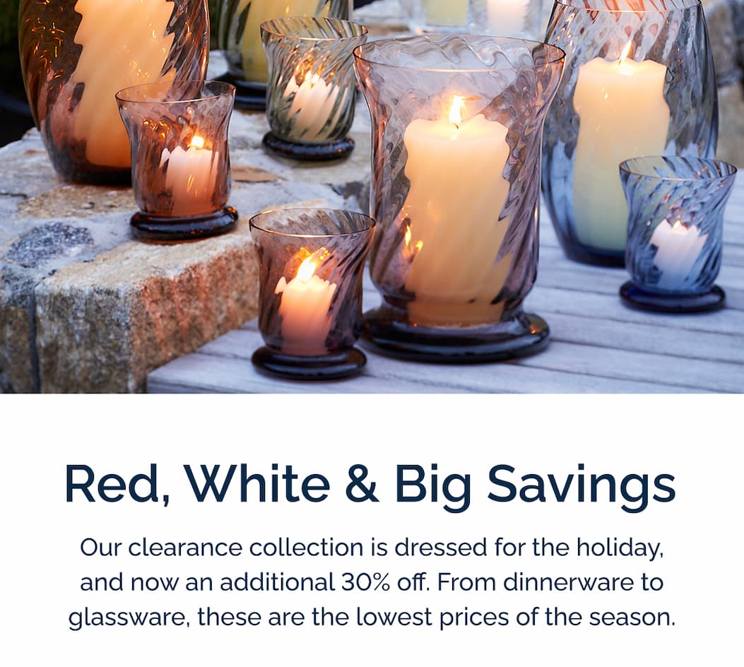 Red white and big savings. Eveything on clearance is now an extra 30% off!