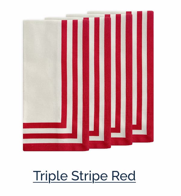 Triple Stripe Red Dinner Napkins
