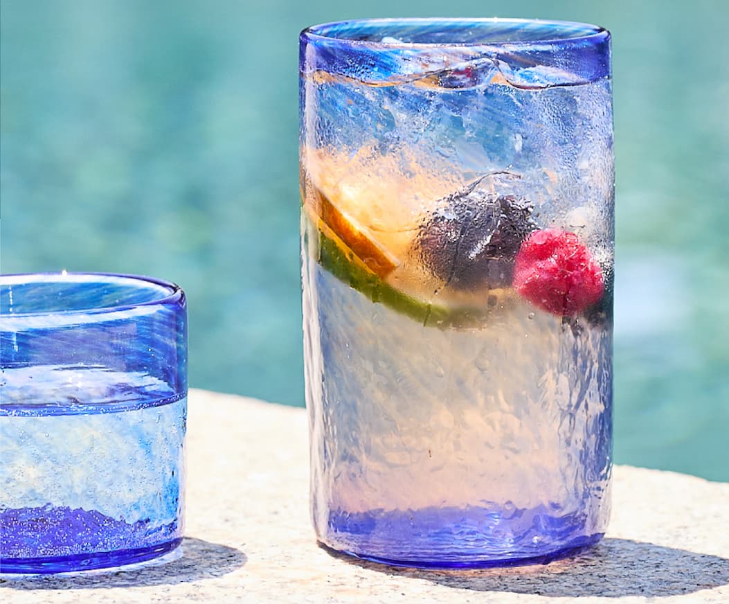 Signature cobalt blue Viento glassware