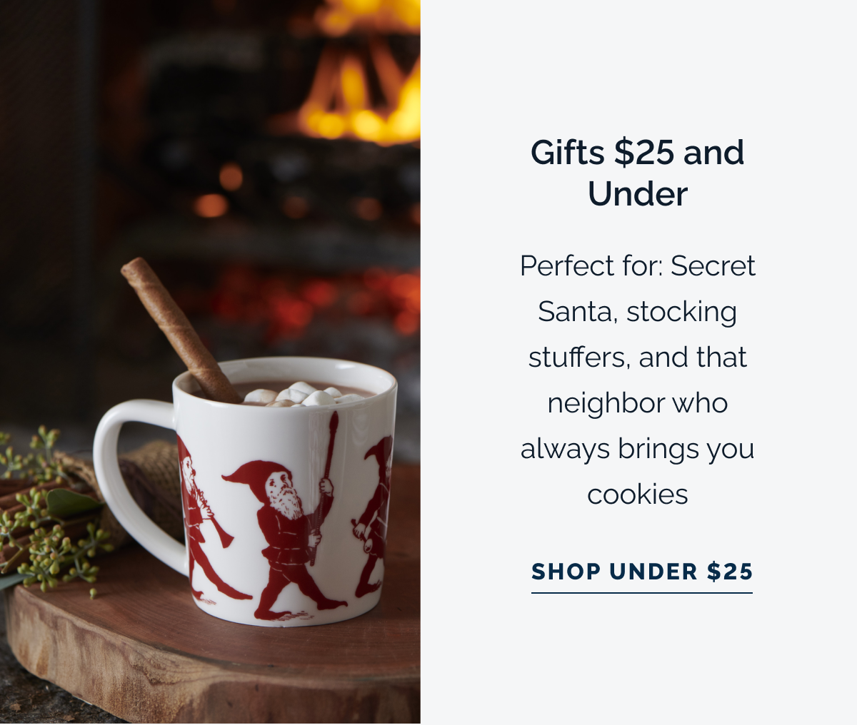 Gifts $25 and Under. Perfect for: Secret Santa, stocking stuffers, and that neighbor who always brings you cookies. Shop Under $25