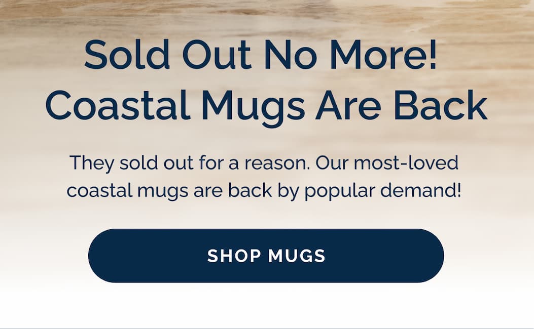 Sold out no more! Coastal mugs are back! Shop Now