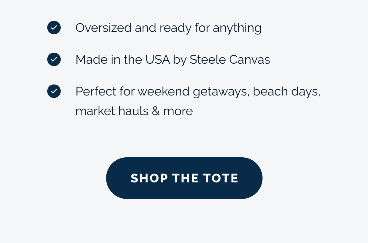 ✔️ Oversized and ready for anything  ✔️ Made in the USA by Steele Canvas  ✔️ Perfect for weekend getaways, beach days, market hauls & more. SHOP THE TOTE
