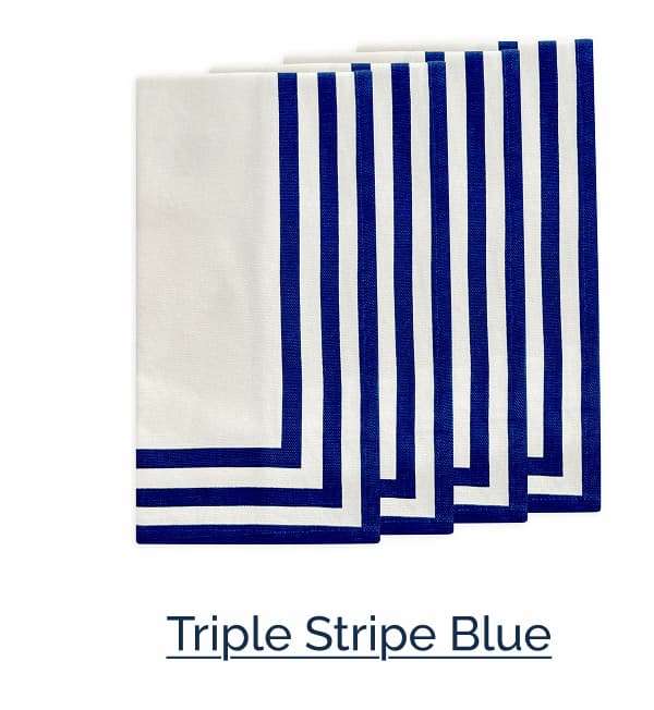 Triple Stripe Blue Dinner Napkins