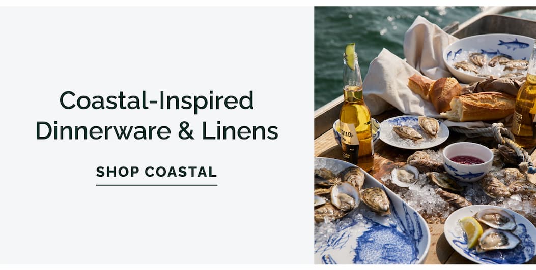 Coastal inspired dinnerware and linens